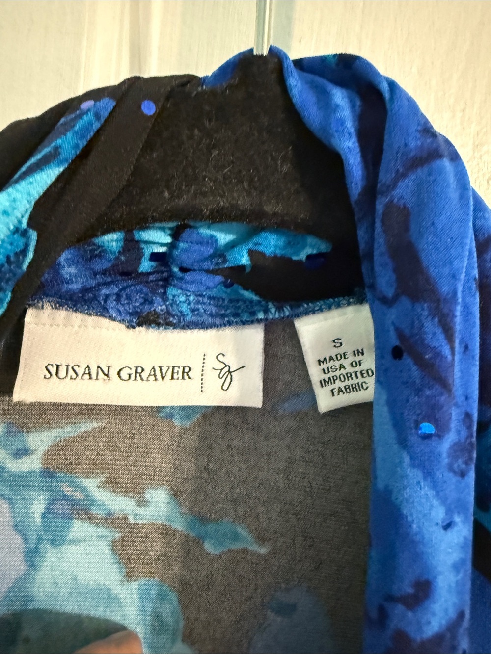 Susan Graver Blue Black Printed Jacket - Picture 2 of 3